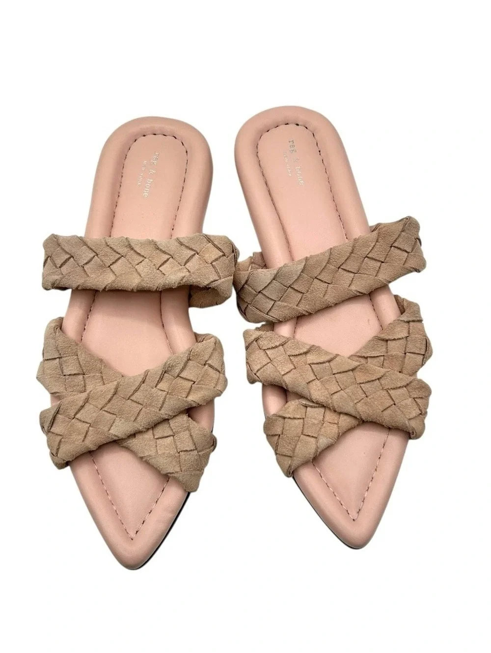 Rag & Bone Pink Woven Slide Sandals Flat Mule Shoes Size 7.5